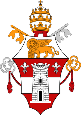 Von User: mAgul - Eigenes Werk Dieses Wappen enthält Elemente, die von folgender Datei entnommen oder adaptiert wurden: Coat of arms of Angelo Giuseppe Roncalli.svg (von SajoR)., CC BY-SA 3.0, https://commons.wikimedia.org/w/index.php?curid=1849694