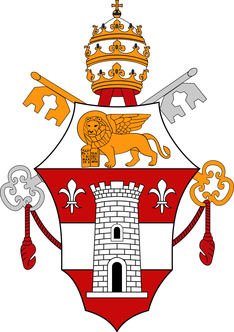 Von User: mAgul - Eigenes Werk Dieses Wappen enthält Elemente, die von folgender Datei entnommen oder adaptiert wurden: Coat of arms of Angelo Giuseppe Roncalli.svg (von SajoR)., CC BY-SA 3.0, https://commons.wikimedia.org/w/index.php?curid=1849694